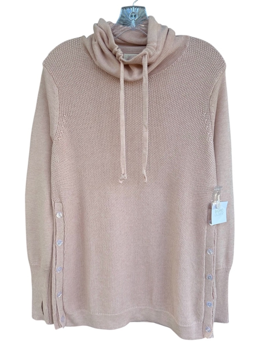 Sigrid Olsen NWT Cowl Neck Tunic Sweater with Button Sides & Thumbholes - Small
